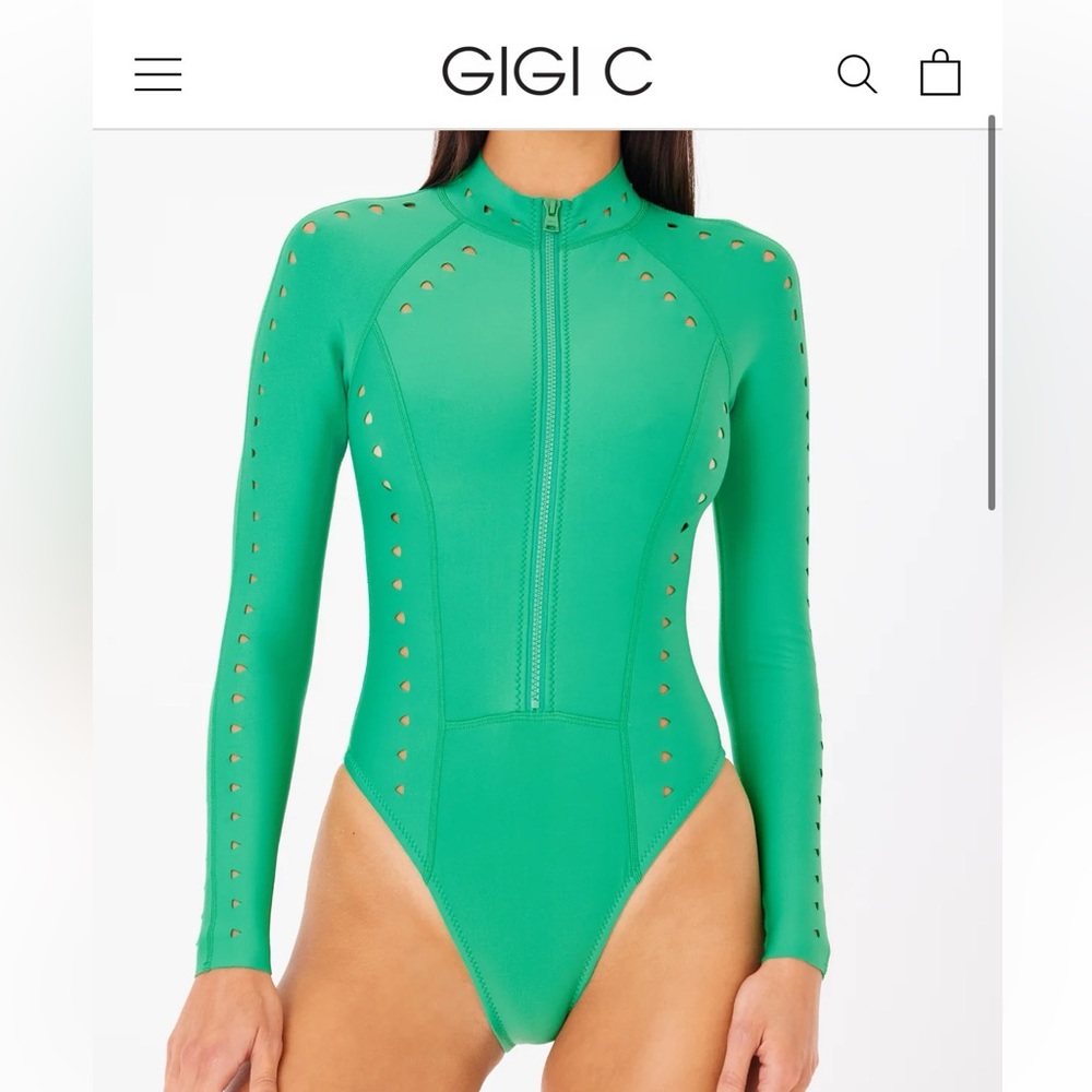 Green long sleeve swimsuit or rash guard size large